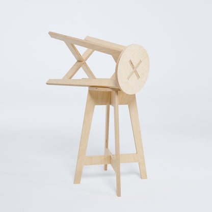 Foldable wooden bar stool in natural finish – 63 cm height