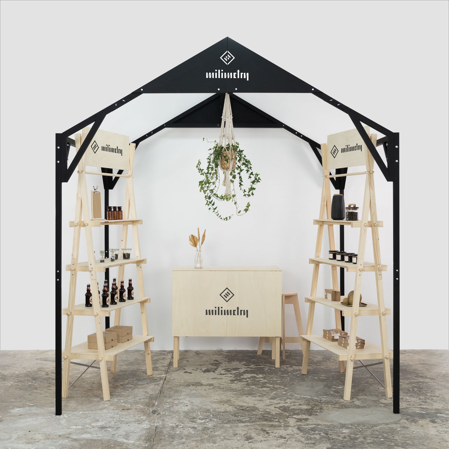 Auvent de gazebo en bois pliable pour salon commercial VH-01, alternative à la tente, taille de stand 6,5'x6,5', 8'x8', 10'x10'