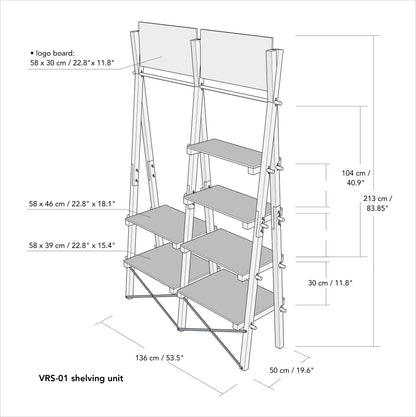 Display shelving unit VRS-01 with clothing rail | Milimetry | collapsible display stand