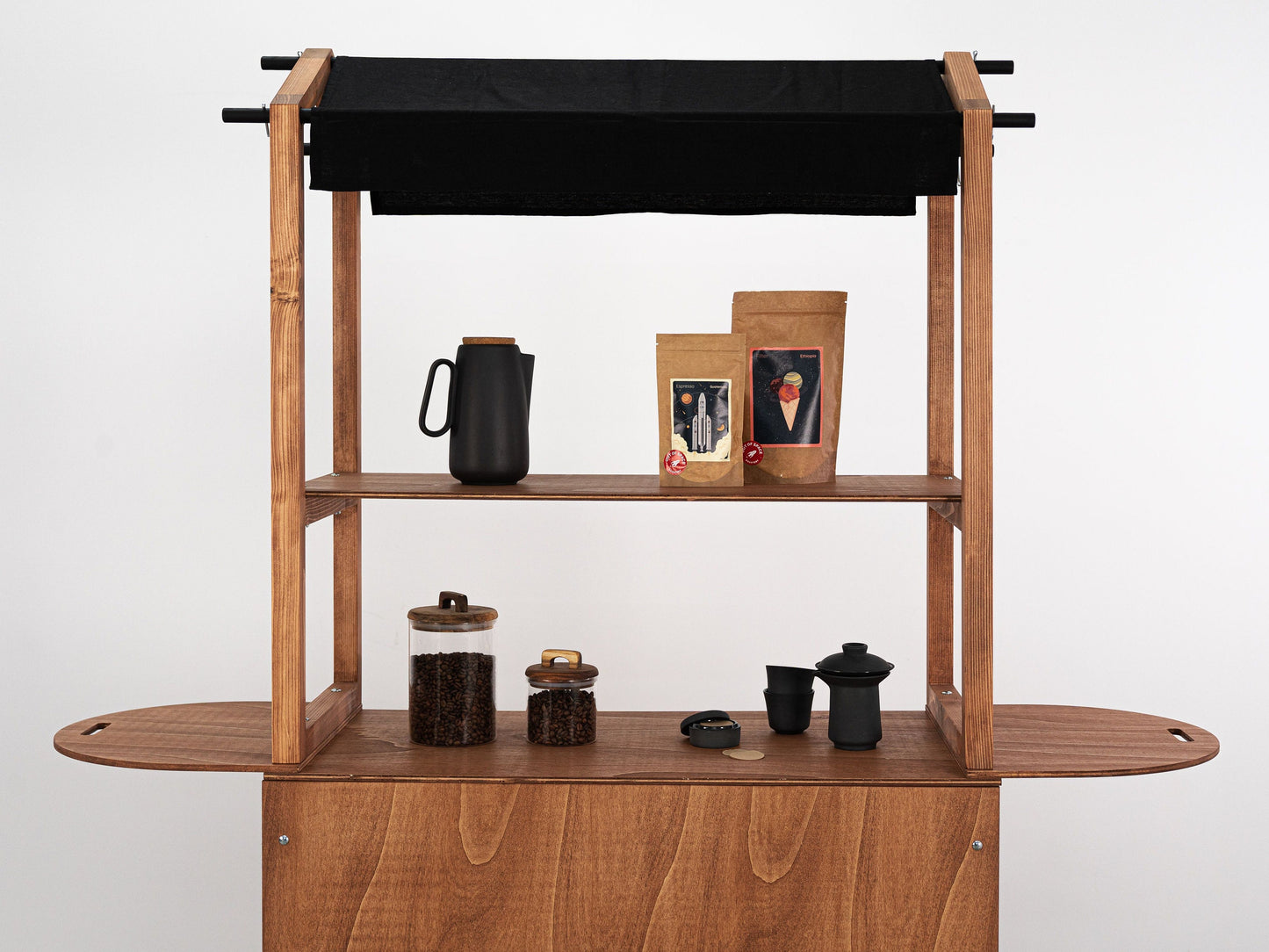 Display cart VC-11-W Coffee | collapsible portable vendor display with storage | Milimetry