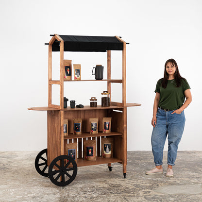 Display cart VC-11-W Coffee | collapsible portable vendor display with storage | Milimetry