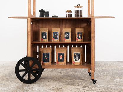 Display cart VC-11-W Coffee | collapsible portable vendor display with storage | Milimetry