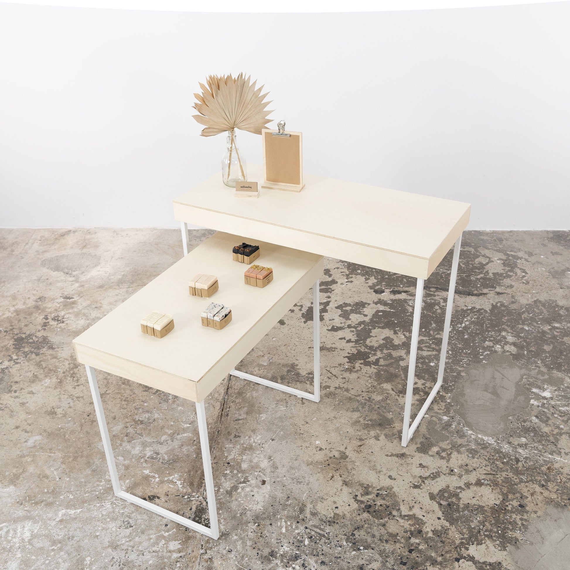 2 display tables SC-15, nesting tables, gift wrapping station, checkout station, catering table, store tiered display table | Milimetry