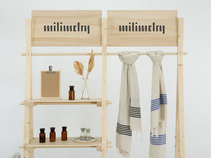 Display shelving unit VRS-01 with clothing rail | Milimetry | collapsible display stand