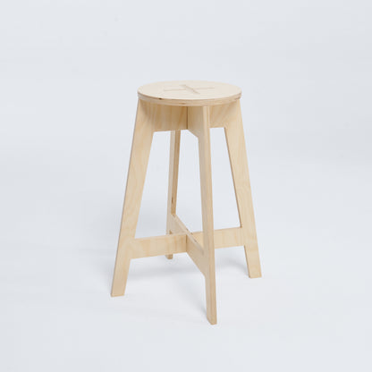 Bar stool counter high 63cm (24 3/4"), made of plywood, great for craft fairs, art studio, workshop, office or kitchen
