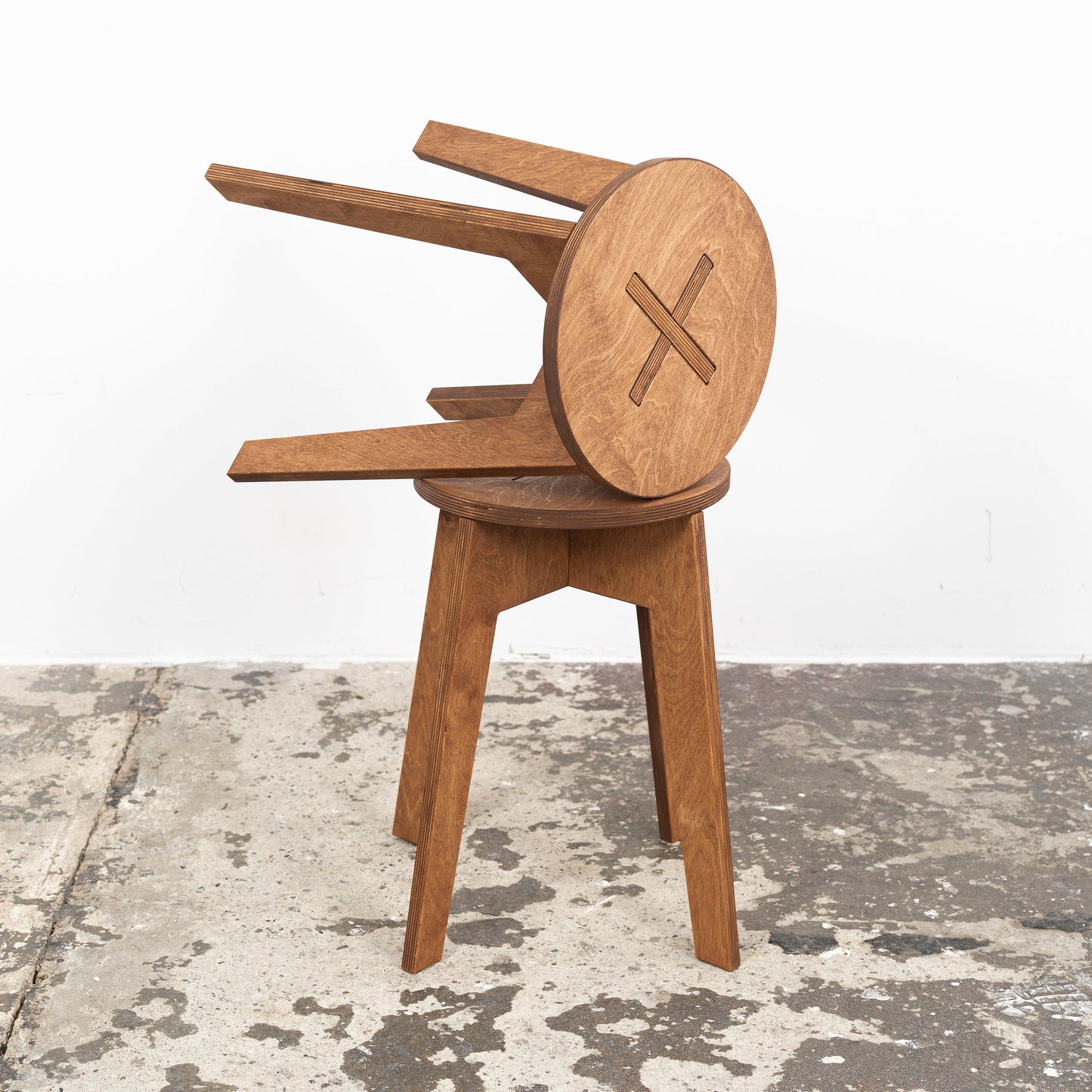 Modern plywood stool 45cm (17 3/4 ") high, great for craft fairs, studio, workshop, office