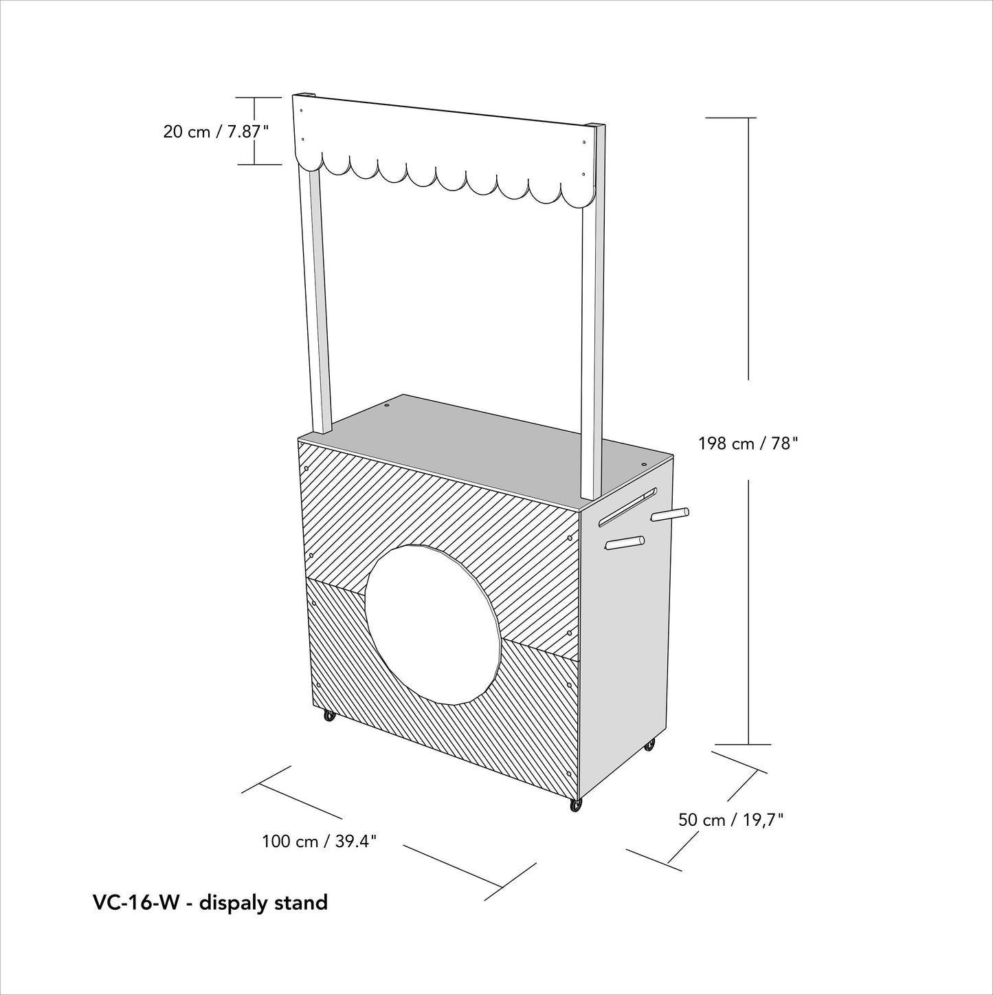 Promotional cart, kiosk VC-16-W | tasting station | collapsible portable vendor display with storage | Milimetry