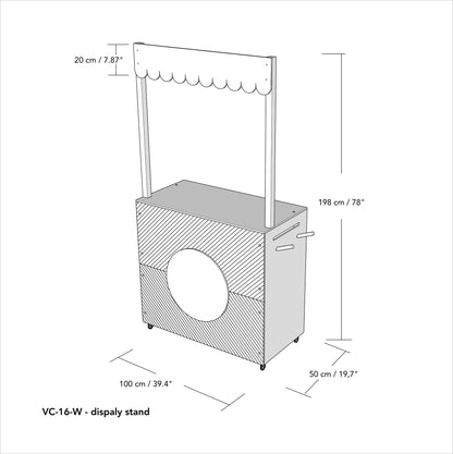 Promotional cart, kiosk VC-16-W | tasting station | collapsible portable vendor display with storage | Milimetry