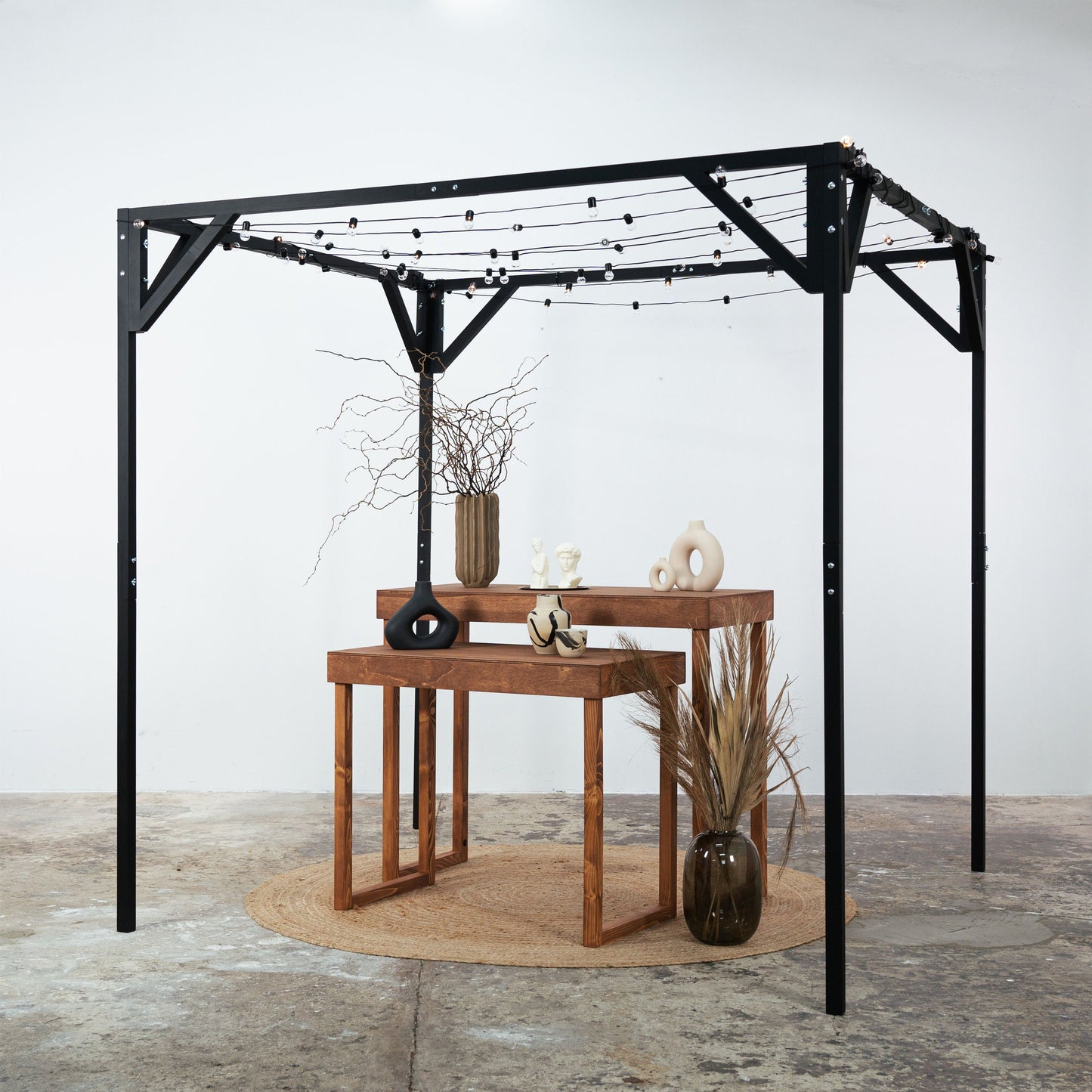 Trade show foldable wooden gazebo canopy VH-02, tent alternative, 6.5'x6.5'| Milimetry