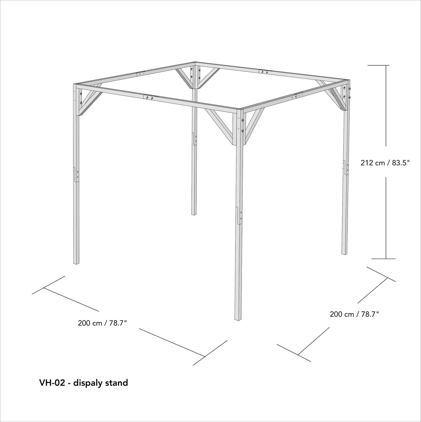 Trade show foldable wooden gazebo canopy VH-02, tent alternative, 6.5'x6.5'| Milimetry