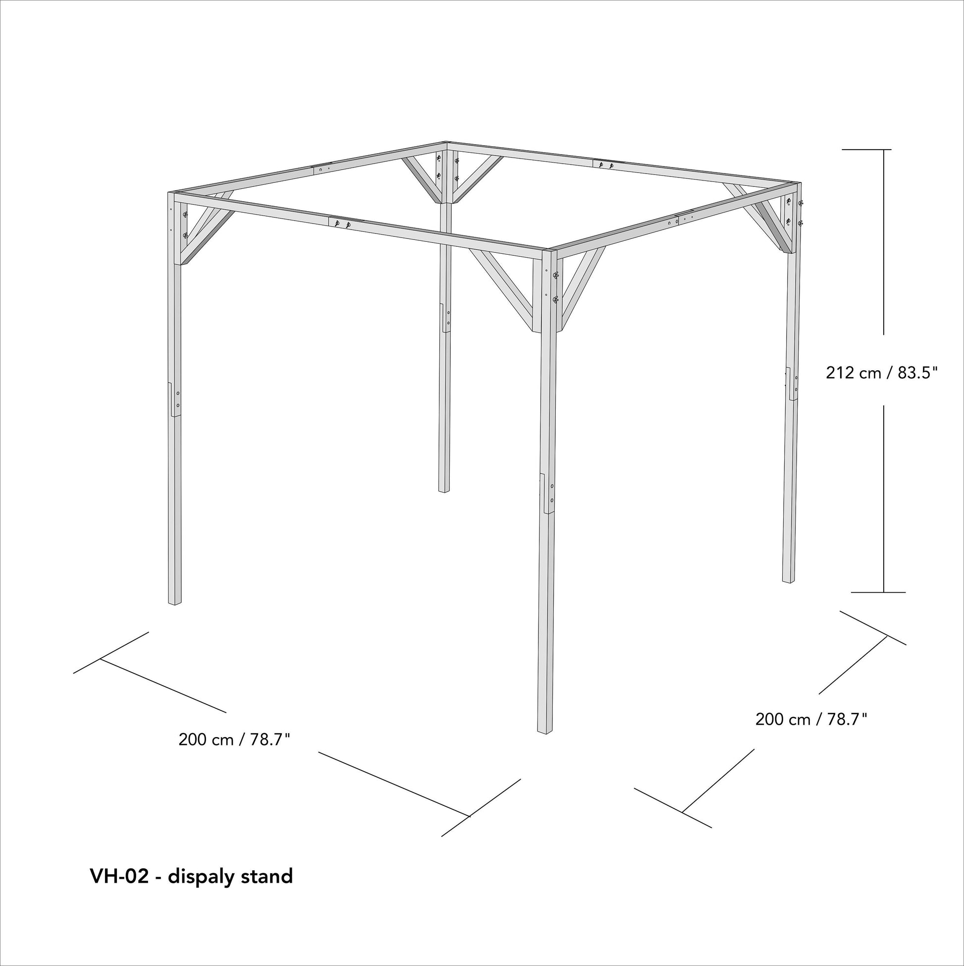 Trade show foldable wooden gazebo canopy VH-02, tent alternative, 6.5'x6.5'| Milimetry