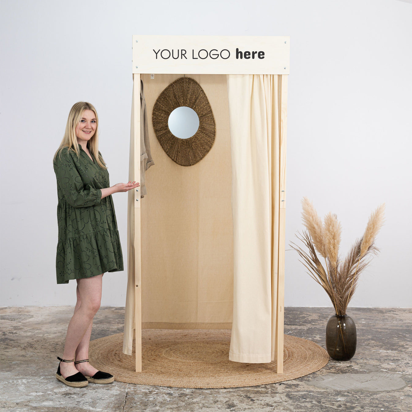 Collapsible Wooden Fitting Room in Natural Finish – Portable Changing ...