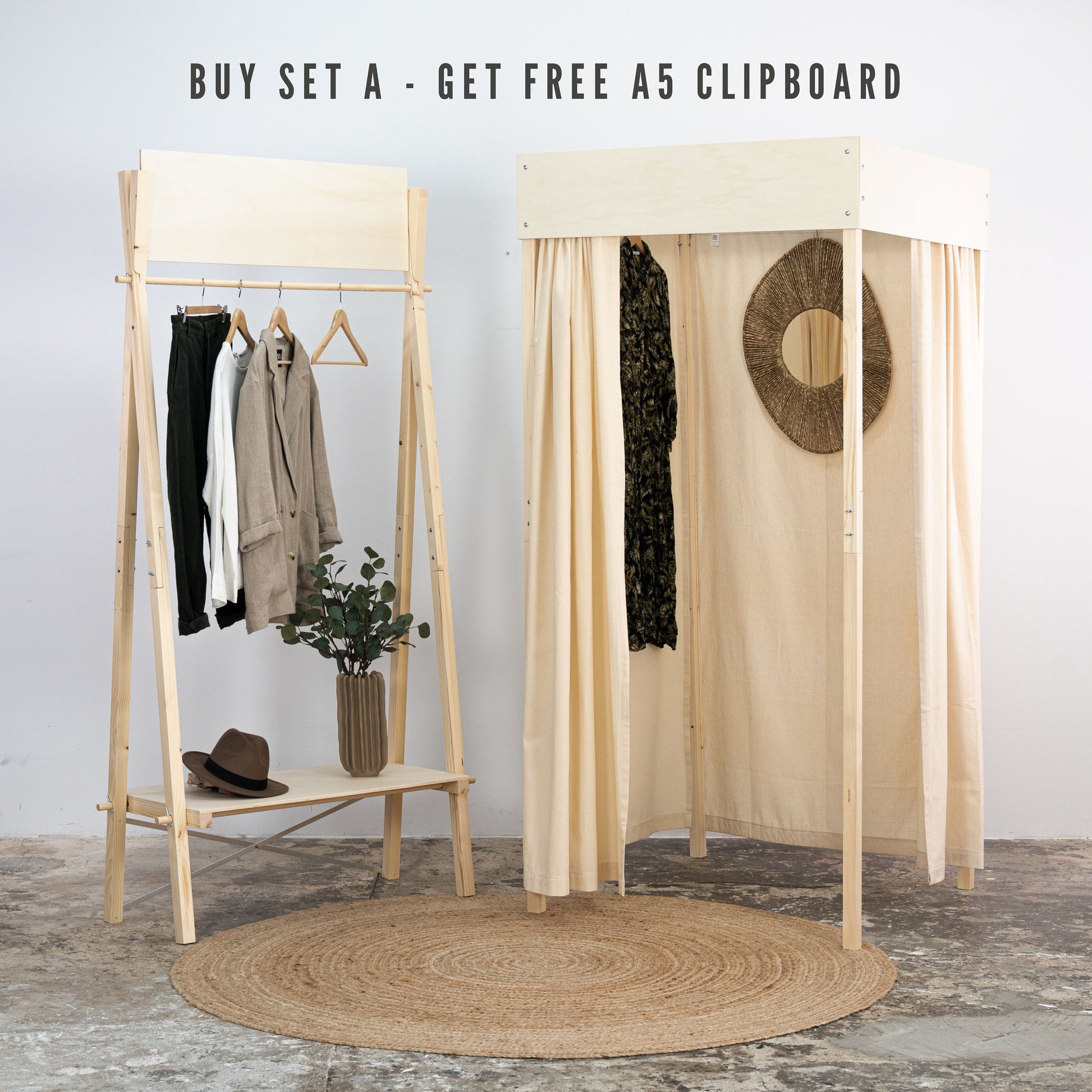 SET Chicago - garment rack and fitting room bundle for fashion designers, clothing brands, showrooms, fashion events | Milimetry