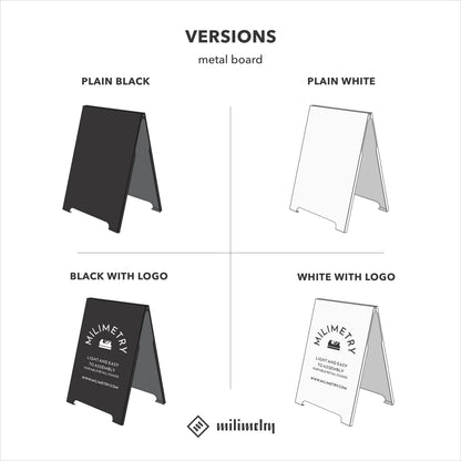 Metal magnetic advertising board, sandwich board, A-board for outdoor use, for restaurants, bars, shops and events